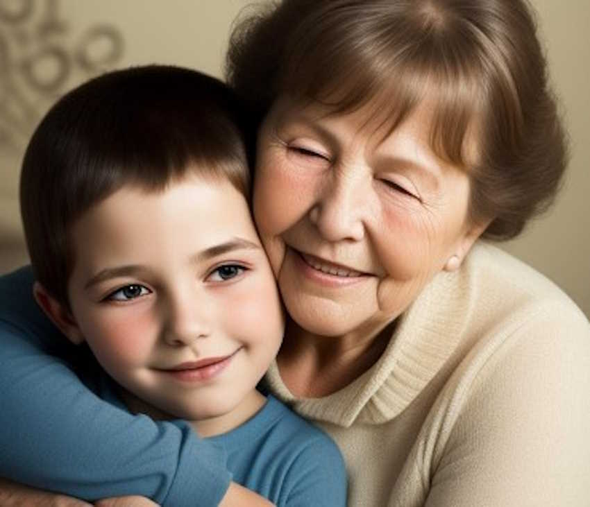 Abuela abraza a su nieta